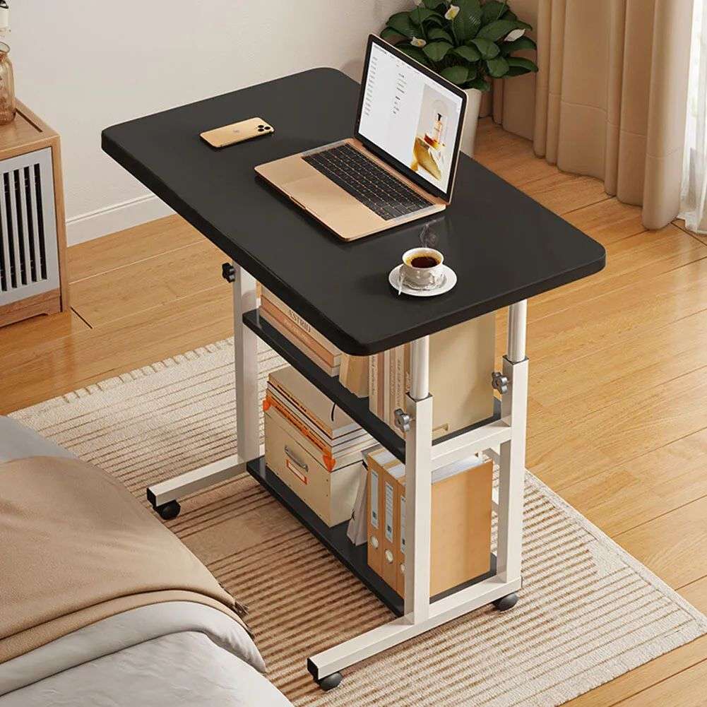 ZS - Laptop Desk with 2 Shelves - Height Adjustable Black