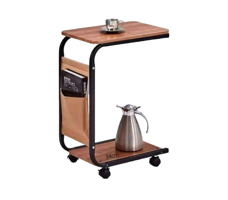 ZS - C-Shaped Couch Side Table With Wheels