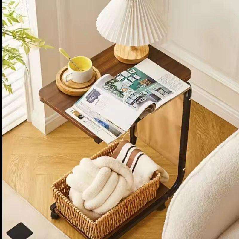 ZS - C-Shaped Couch Side Table With Wheels