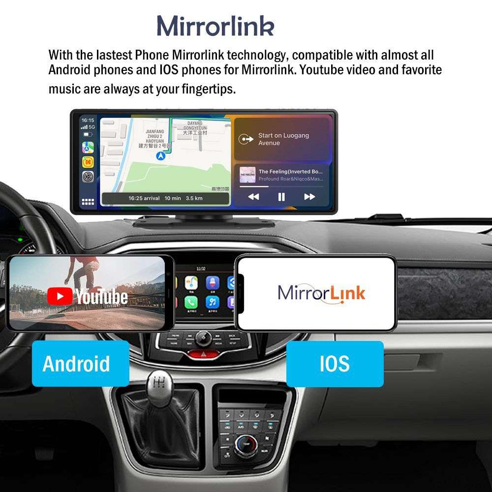 ZS - 10 Inch Apple Carplay/Android Auto Screen & Reverse Camera - Plug & Play