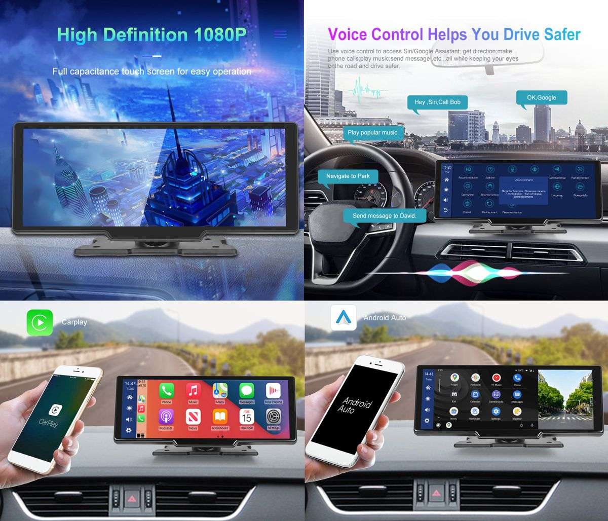 ZS - 10 Inch Apple Carplay/Android Auto Screen & Reverse Camera - Plug & Play