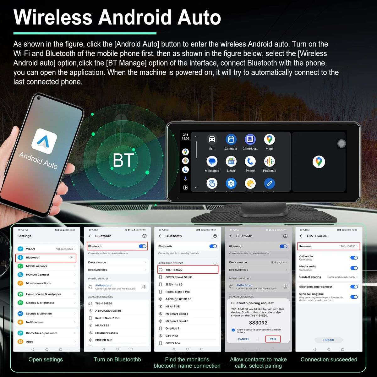 ZS - 10 Inch Apple Carplay/Android Auto Screen & Reverse Camera - Plug & Play