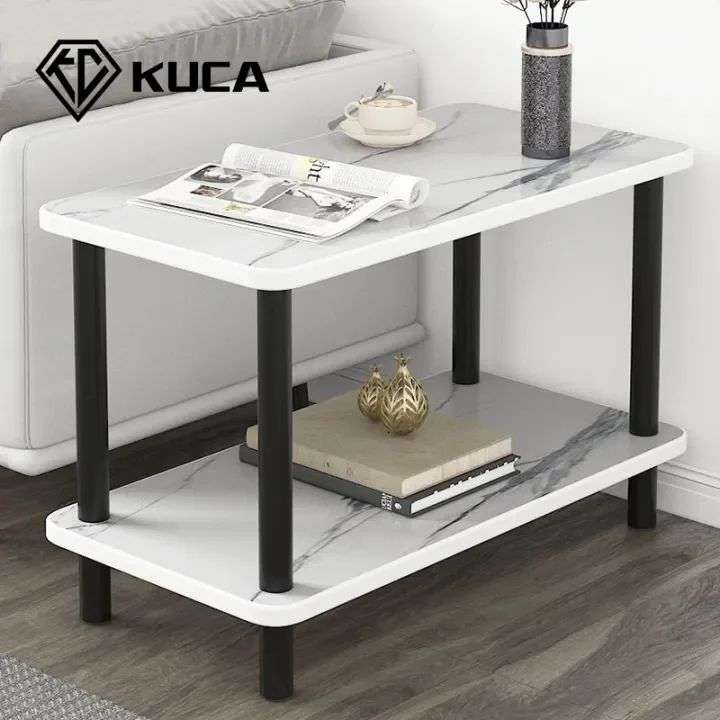 ZS - Double-Layer Rectangular Coffee Table with Marble Finish