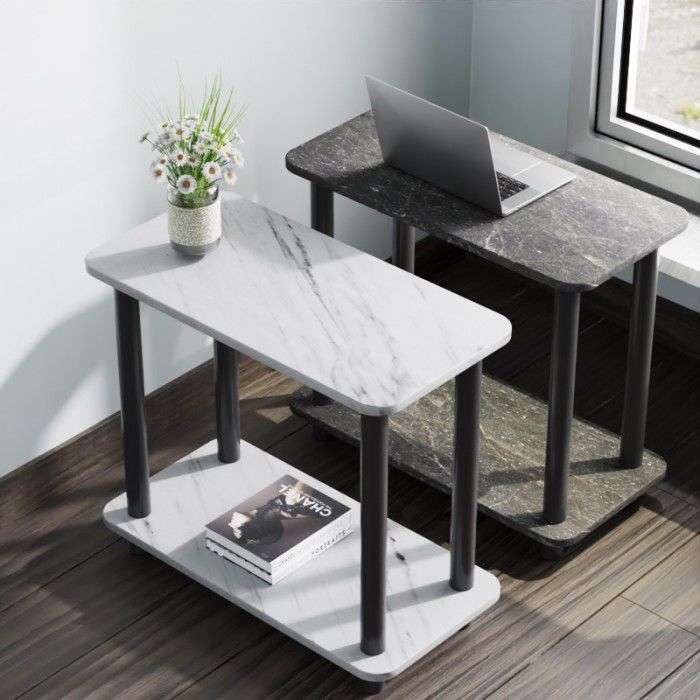 ZS - Double-Layer Rectangular Coffee Table with Marble Finish