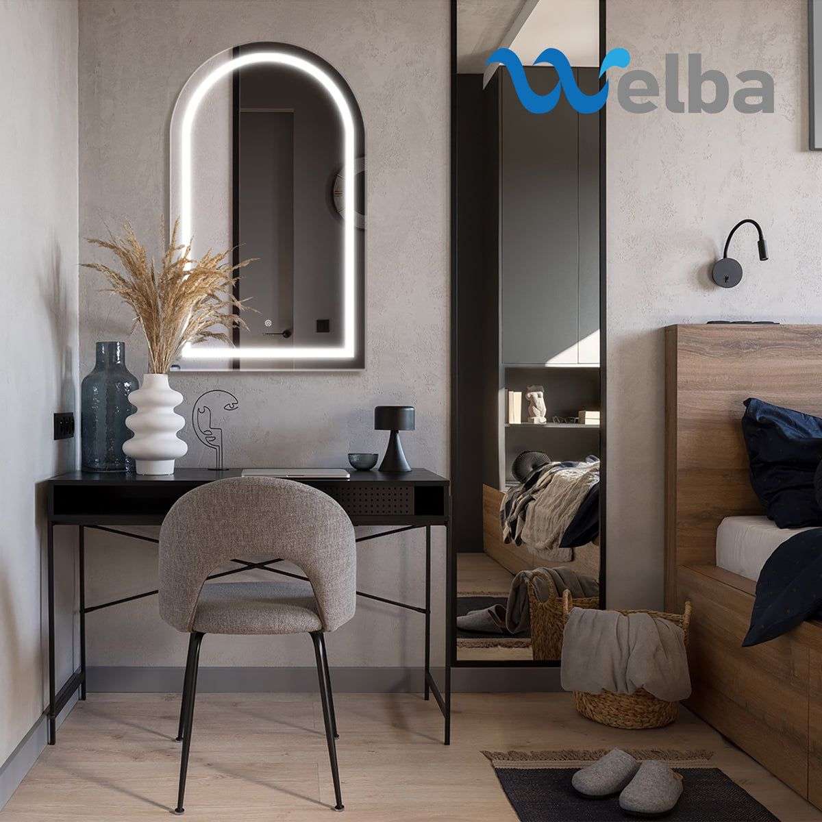 ZS - Frameless Arched Bathroom Mirror 110 x 70 cm with LED lighting