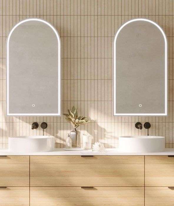 ZS - Frameless Arched Bathroom Mirror 110 x 70 cm with LED lighting