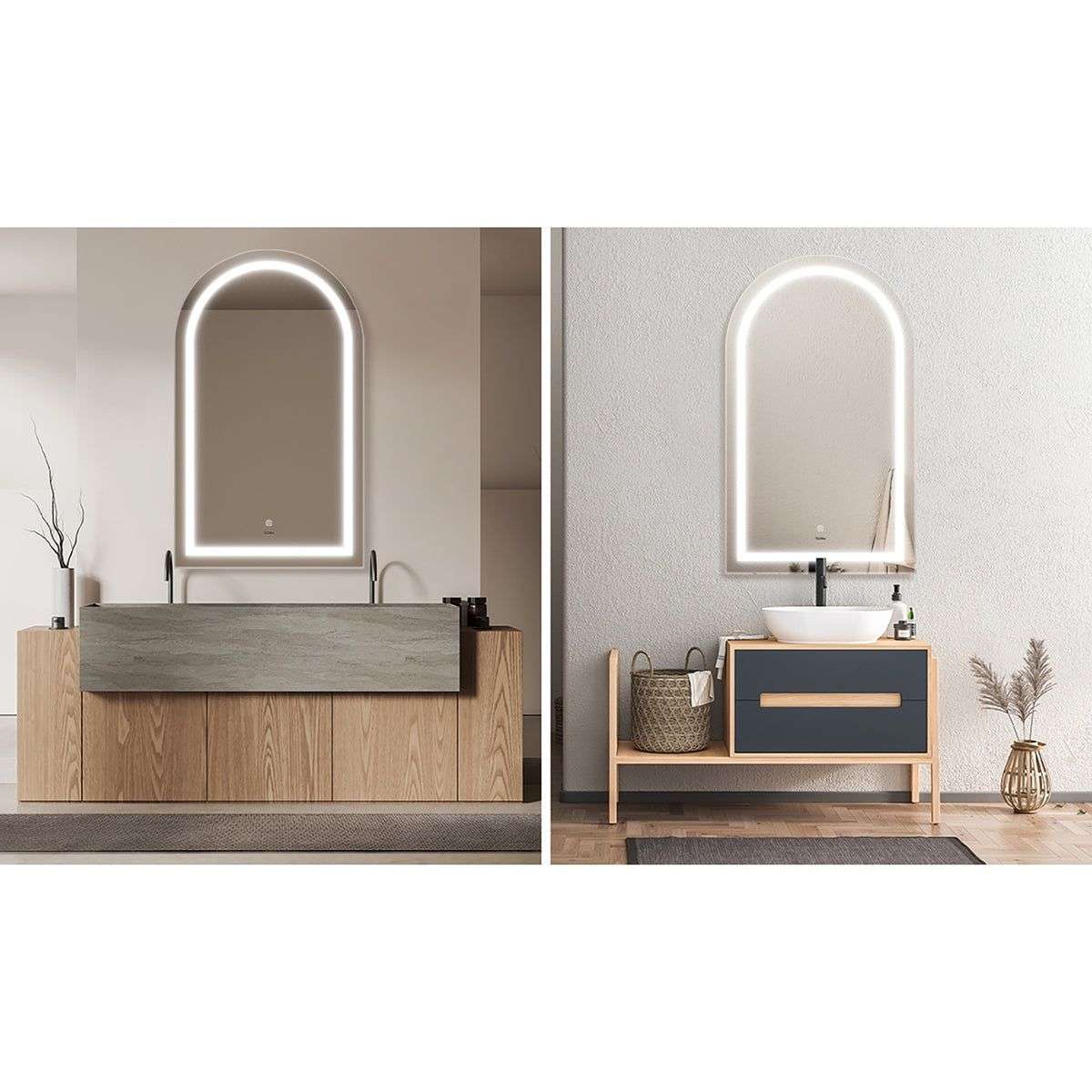 ZS - Frameless Arched Bathroom Mirror 110 x 70 cm with LED lighting