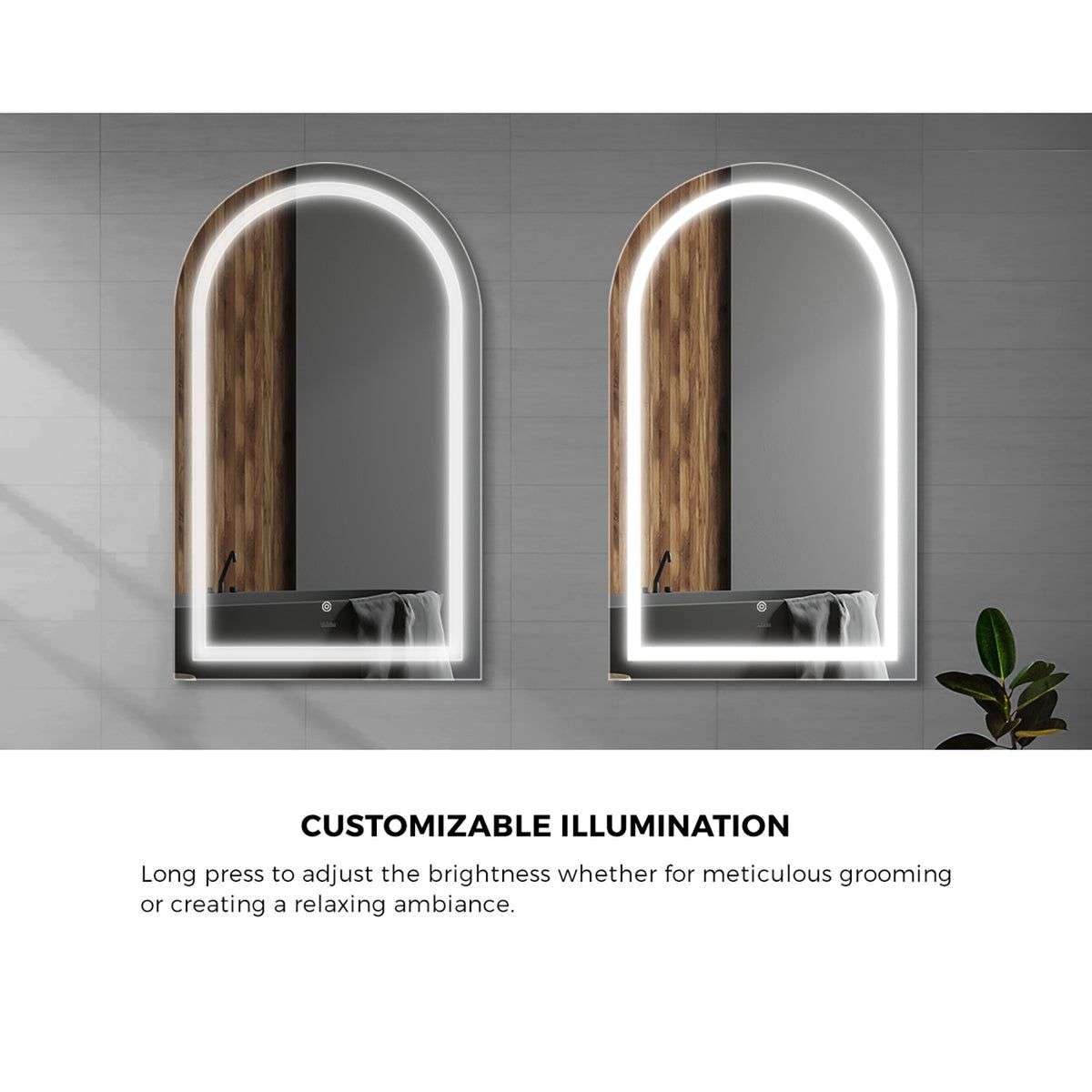 ZS - Frameless Arched Bathroom Mirror 110 x 70 cm with LED lighting