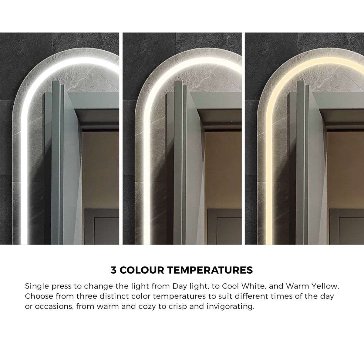 ZS - Frameless Arched Bathroom Mirror 110 x 70 cm with LED lighting