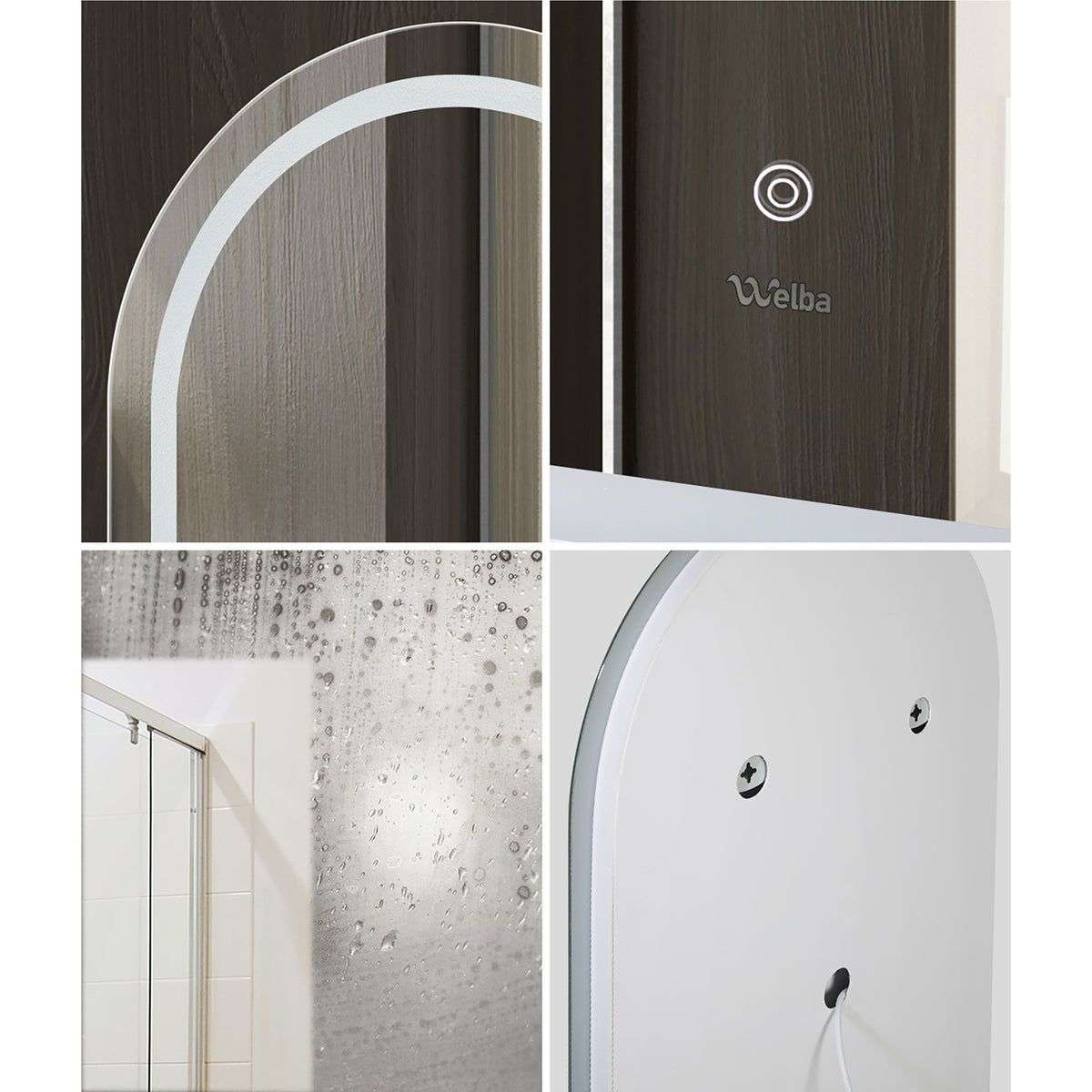 ZS - Frameless Arched Bathroom Mirror 110 x 70 cm with LED lighting