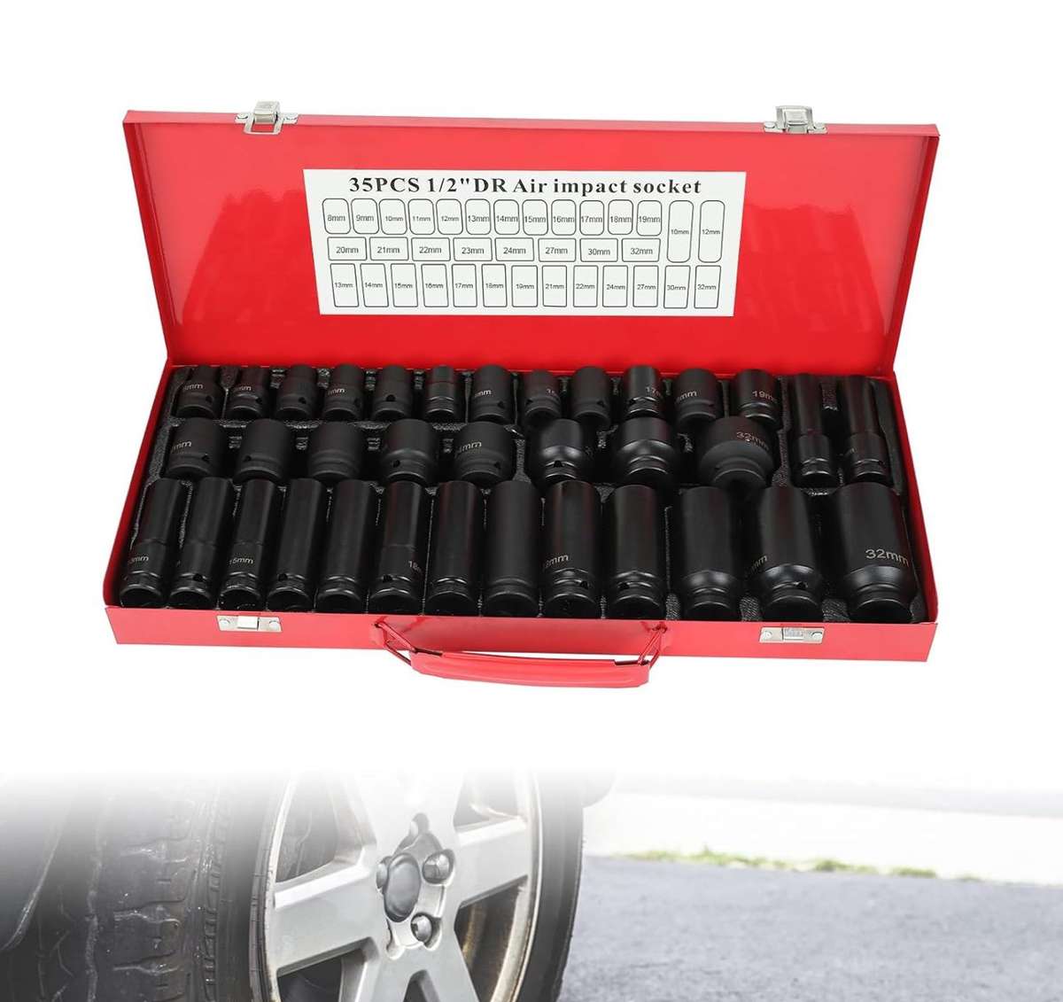 ZS - 35 Pieces 1/2 inch Heavy Duty Impact Socket Set