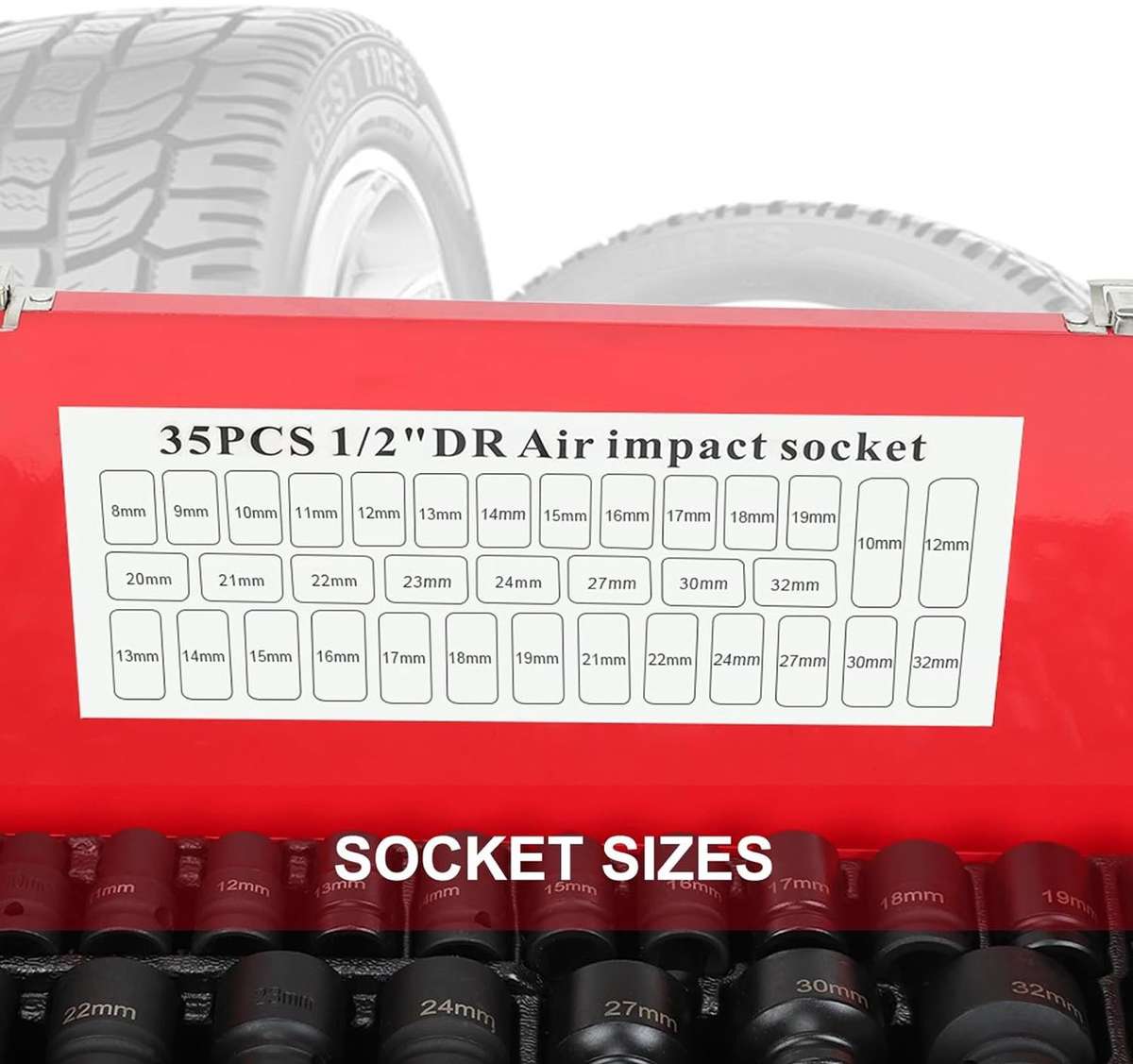 ZS - 35 Pieces 1/2 inch Heavy Duty Impact Socket Set