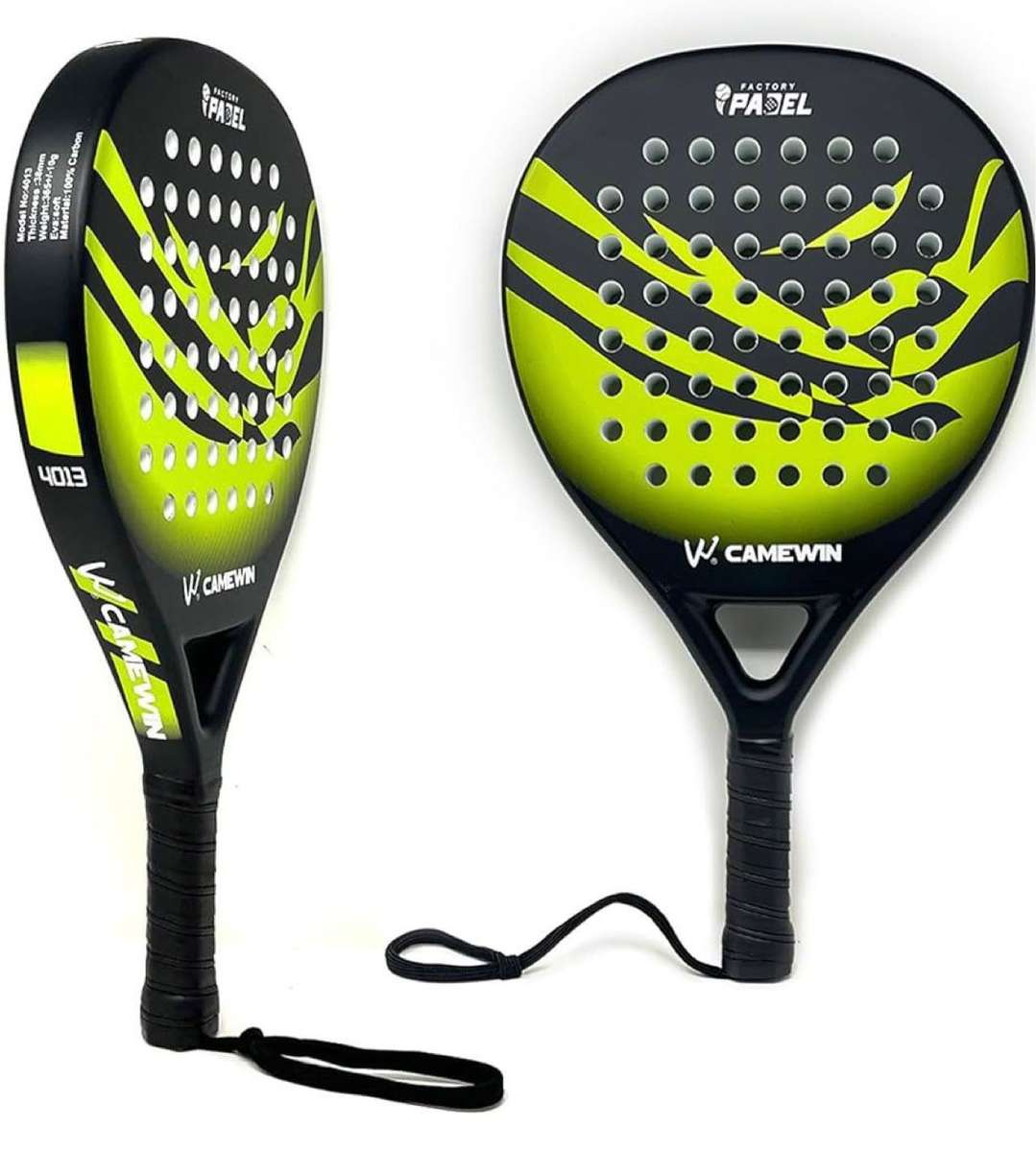 ZS - CAMEWIN Carbon Fibre Padel Racket / Bat - Marble Design & Padded Carry Bag - Green