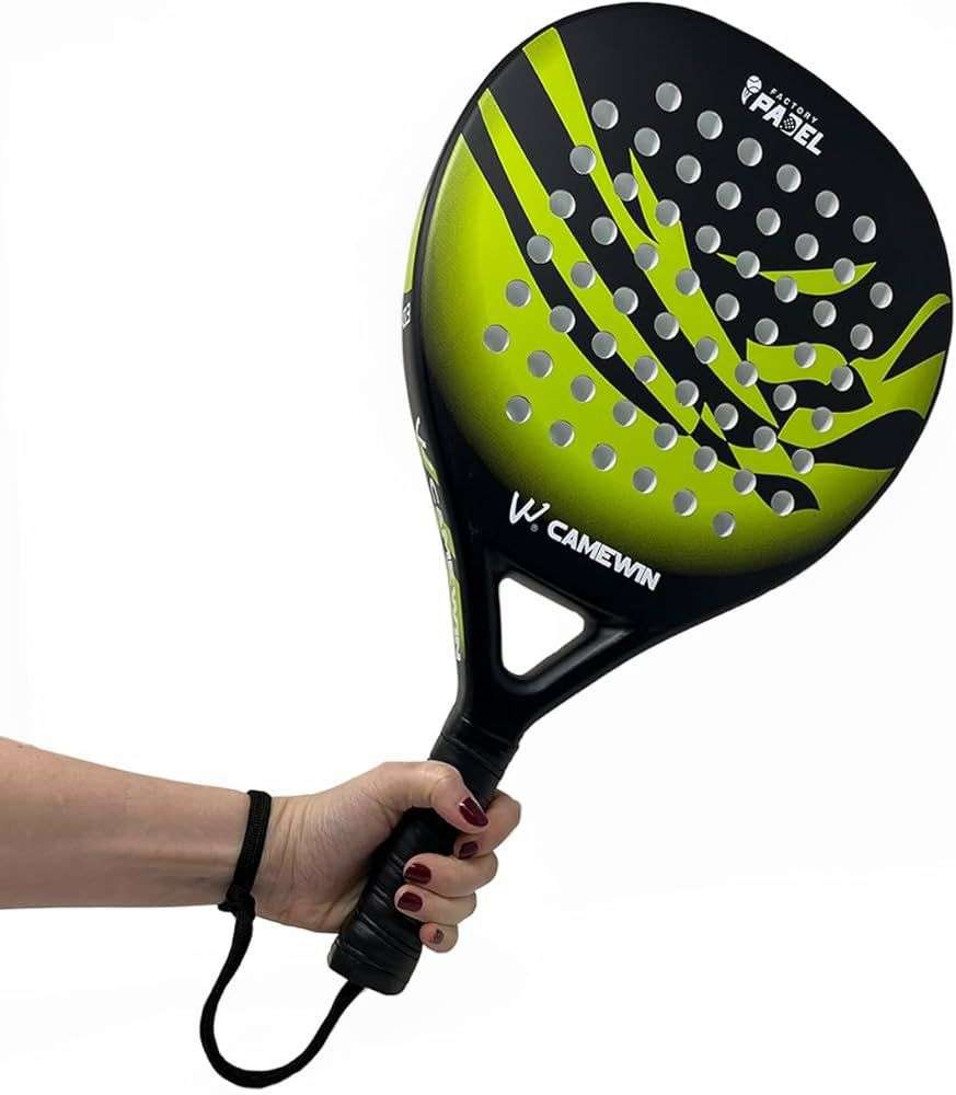 ZS - CAMEWIN Carbon Fibre Padel Racket / Bat - Marble Design & Padded Carry Bag - Green
