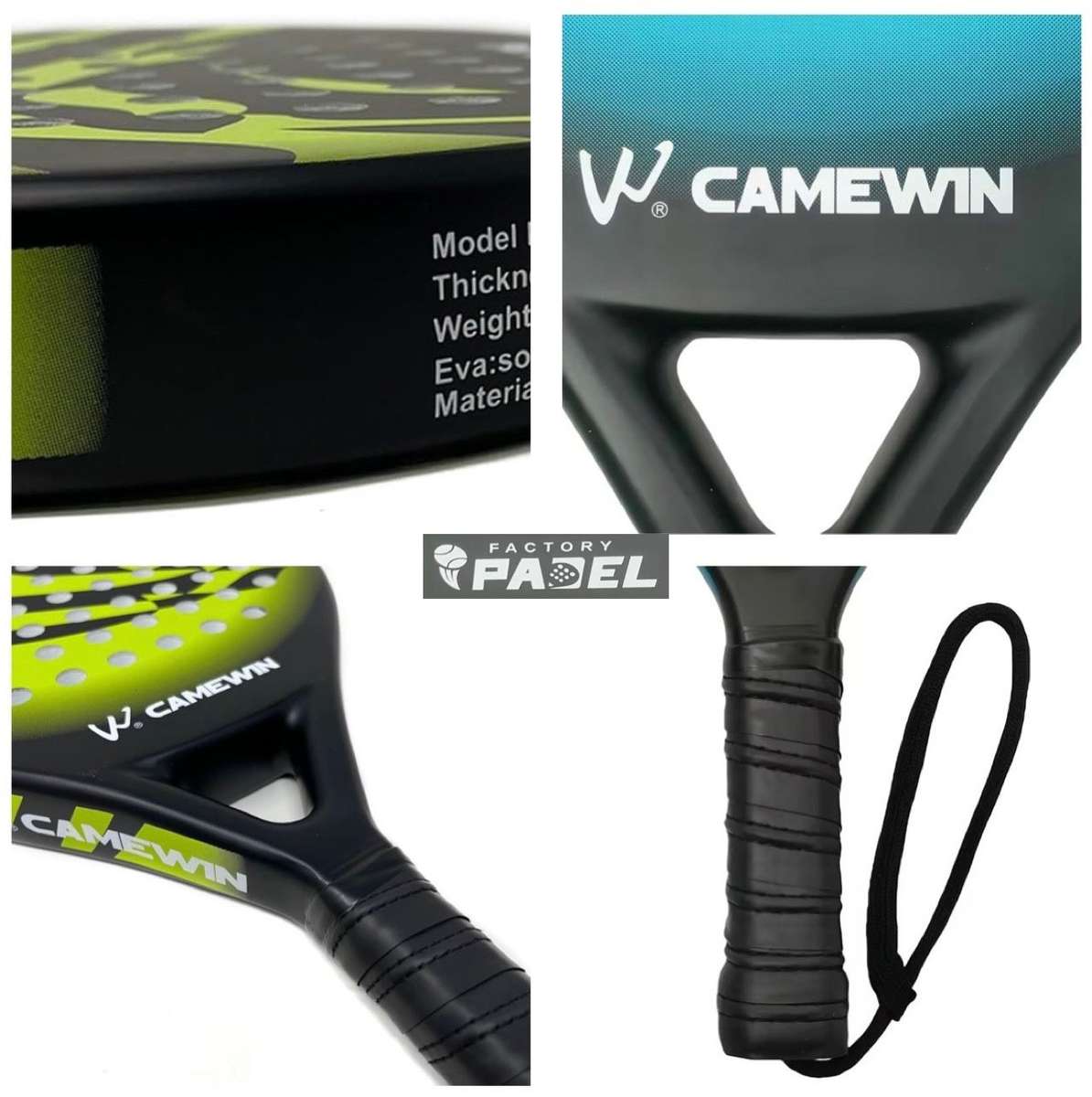ZS - CAMEWIN Carbon Fibre Padel Racket / Bat - Marble Design & Padded Carry Bag - Green