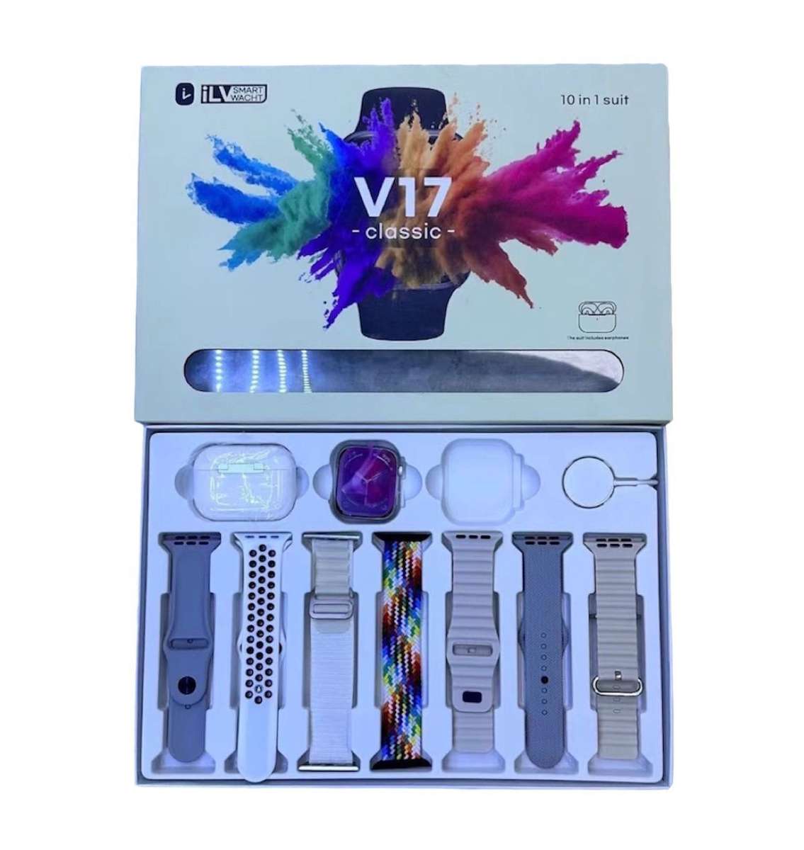 V17 COMBO 10 in 1 Smart Watch + Earbuds
