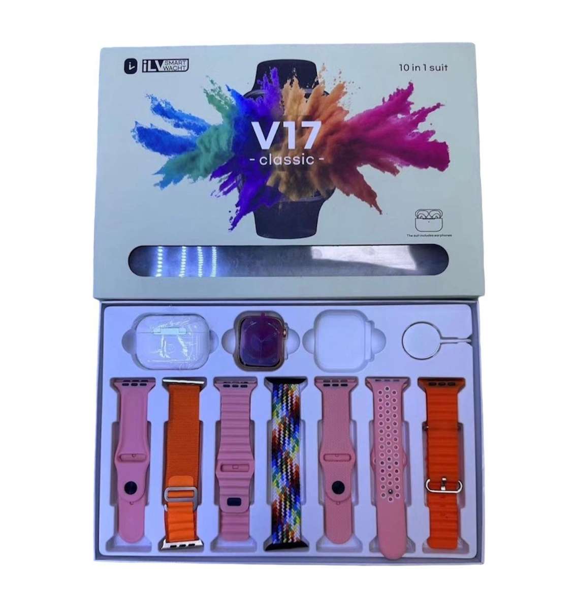 V17 COMBO 10 in 1 Smart Watch + Earbuds