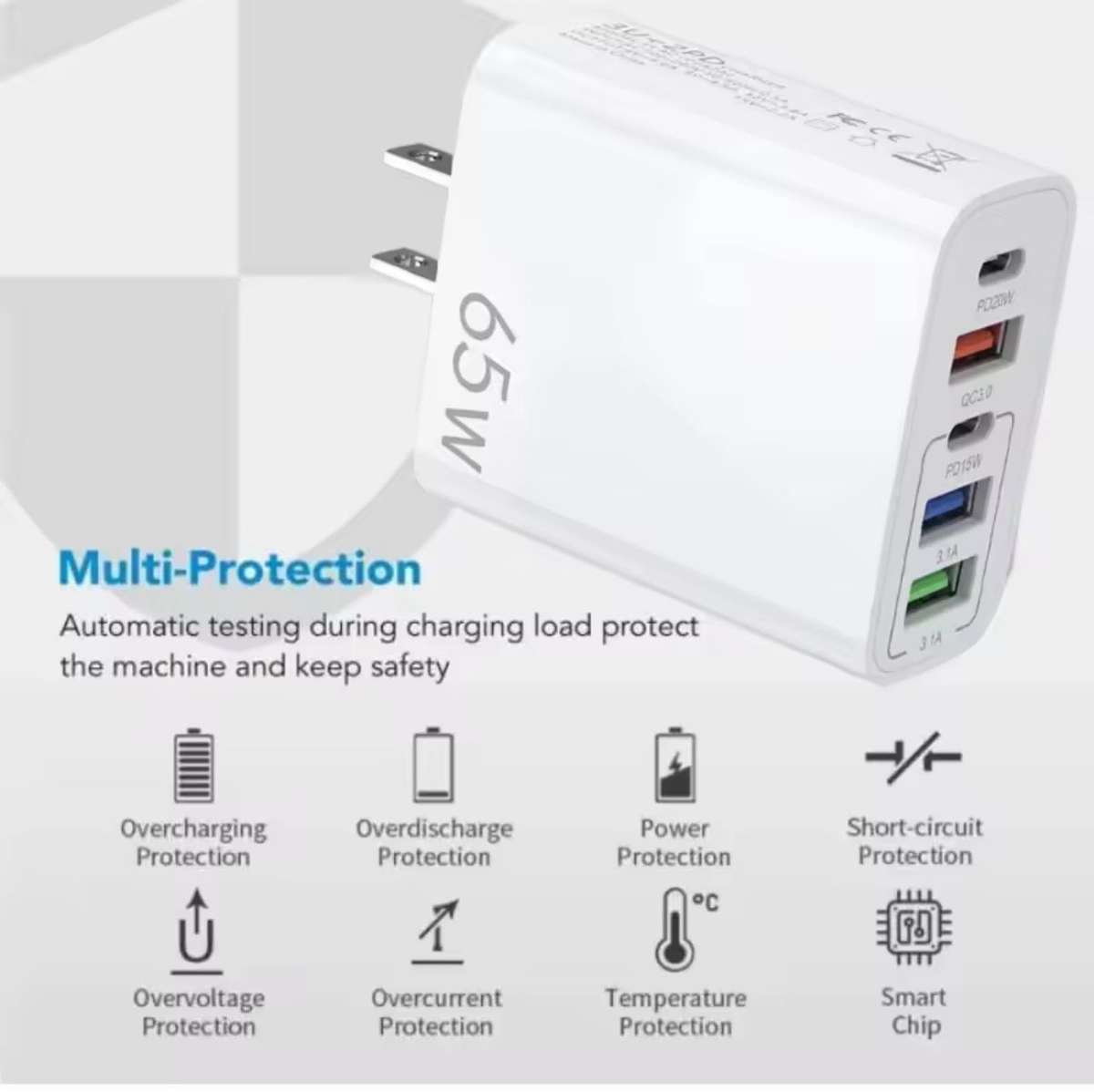 ZS - 5-Port 65W PD Fast Charging Charger - White