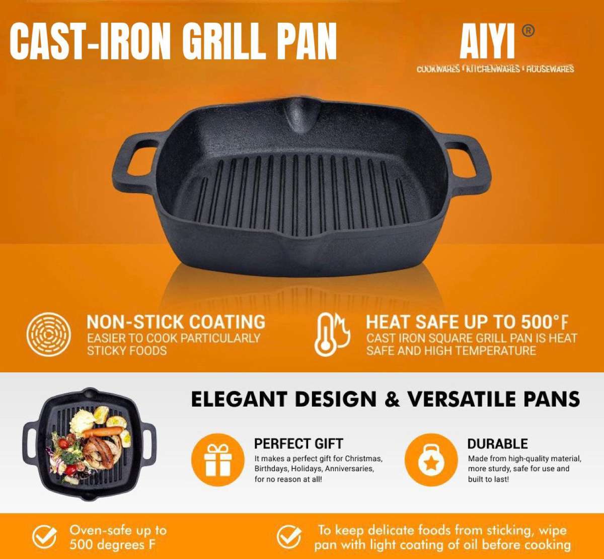 ZS - AIYI® CAST-IRON GRILL PAN