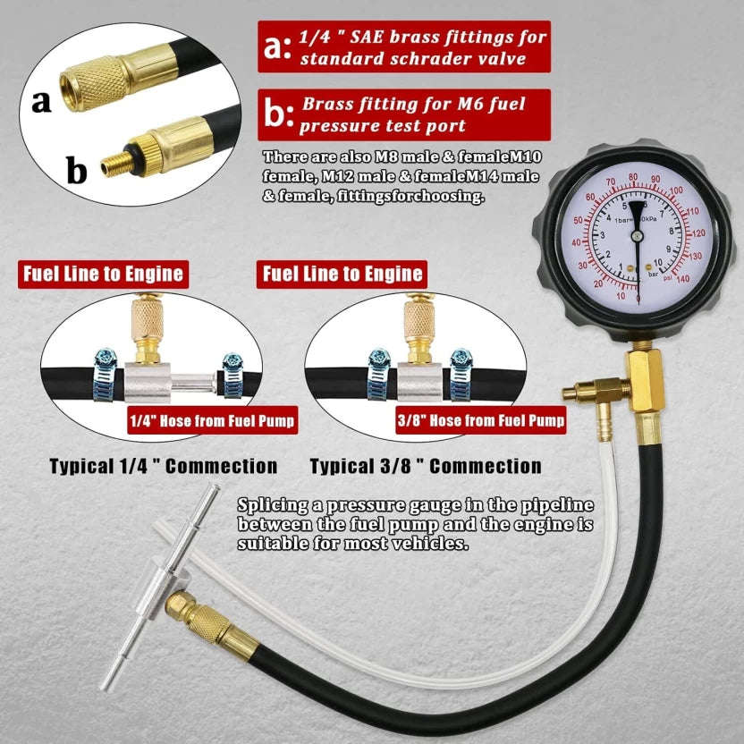 ZS - 18 Pc Fuel Injector Pressure Tester Gauge Kit