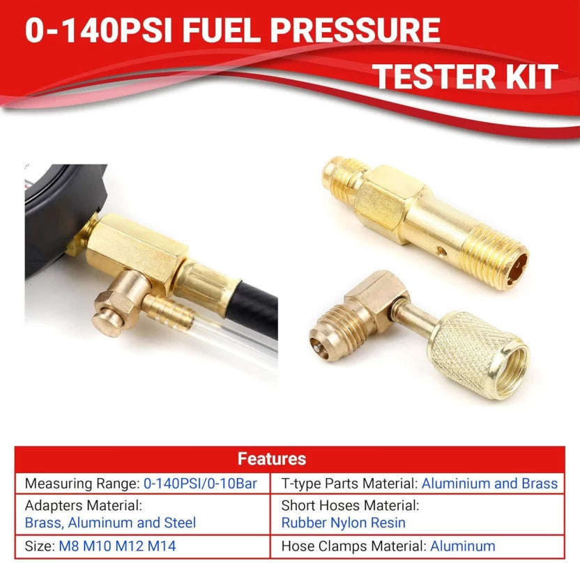 ZS - 18 Pc Fuel Injector Pressure Tester Gauge Kit