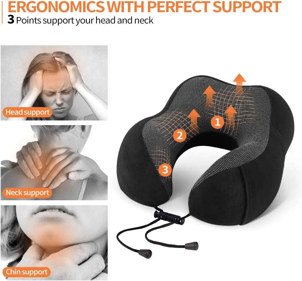 ZS - Memory Foam Travel Neck Pillow - Grey