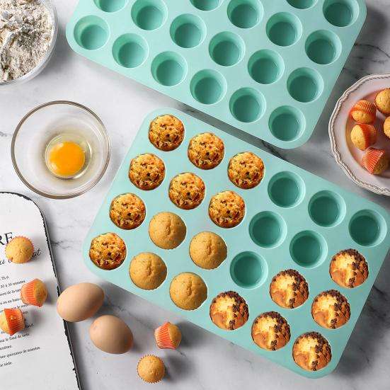 ZS - Silicone Muffin Pan 24 Cups Nonstick Cake Mold for Baking Mini Egg Bites High Heat Resistance