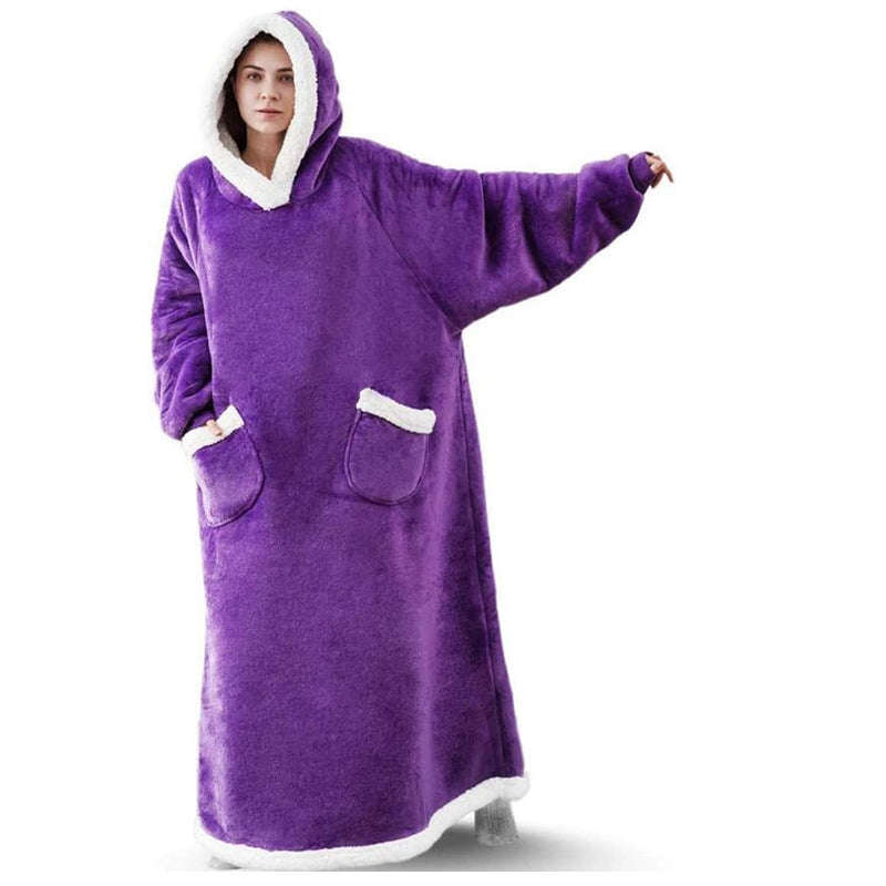 ZS - Extra Long Oversized Huggle Blanket Hoodie - Purple
