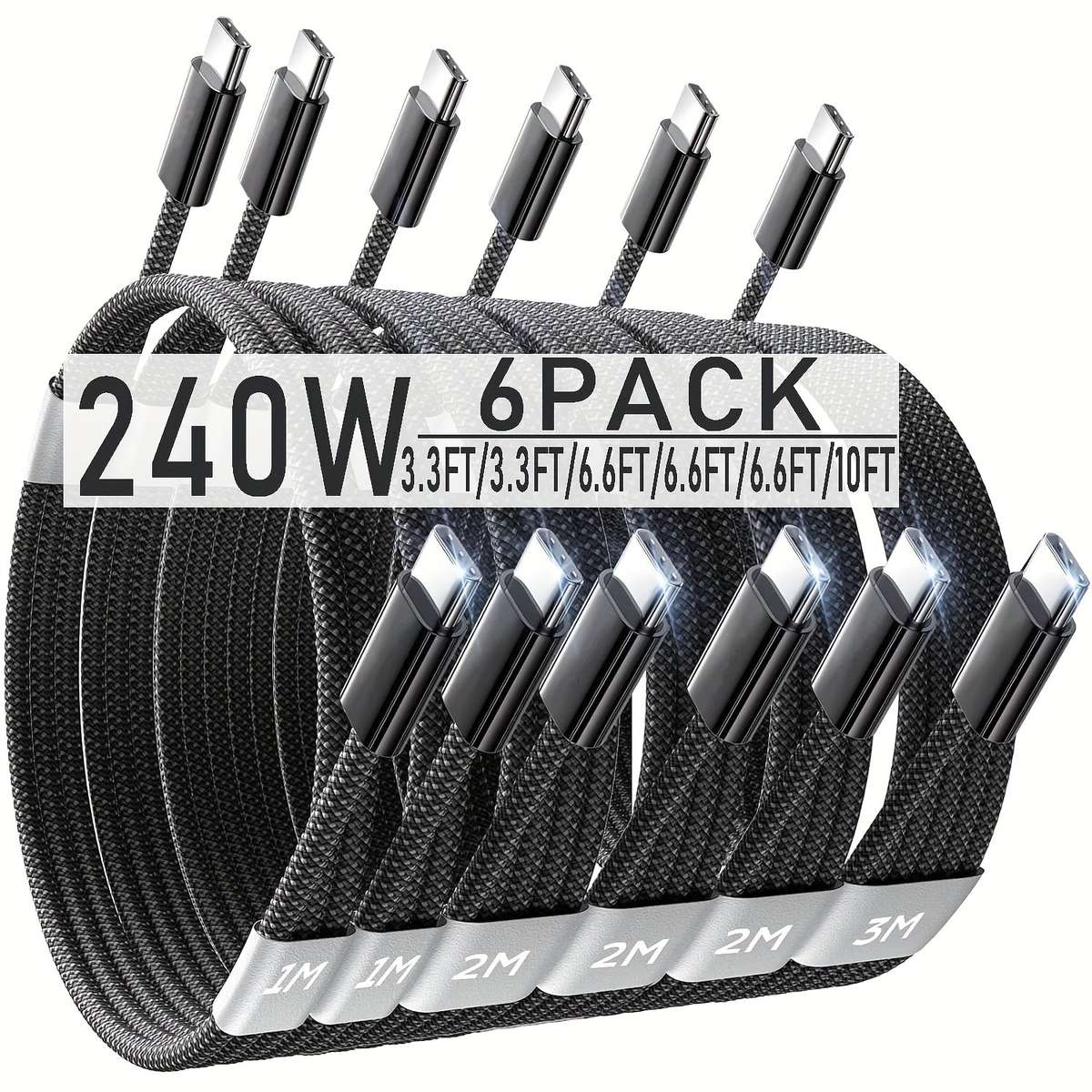 240W 6-Pack USB-C Data Cable