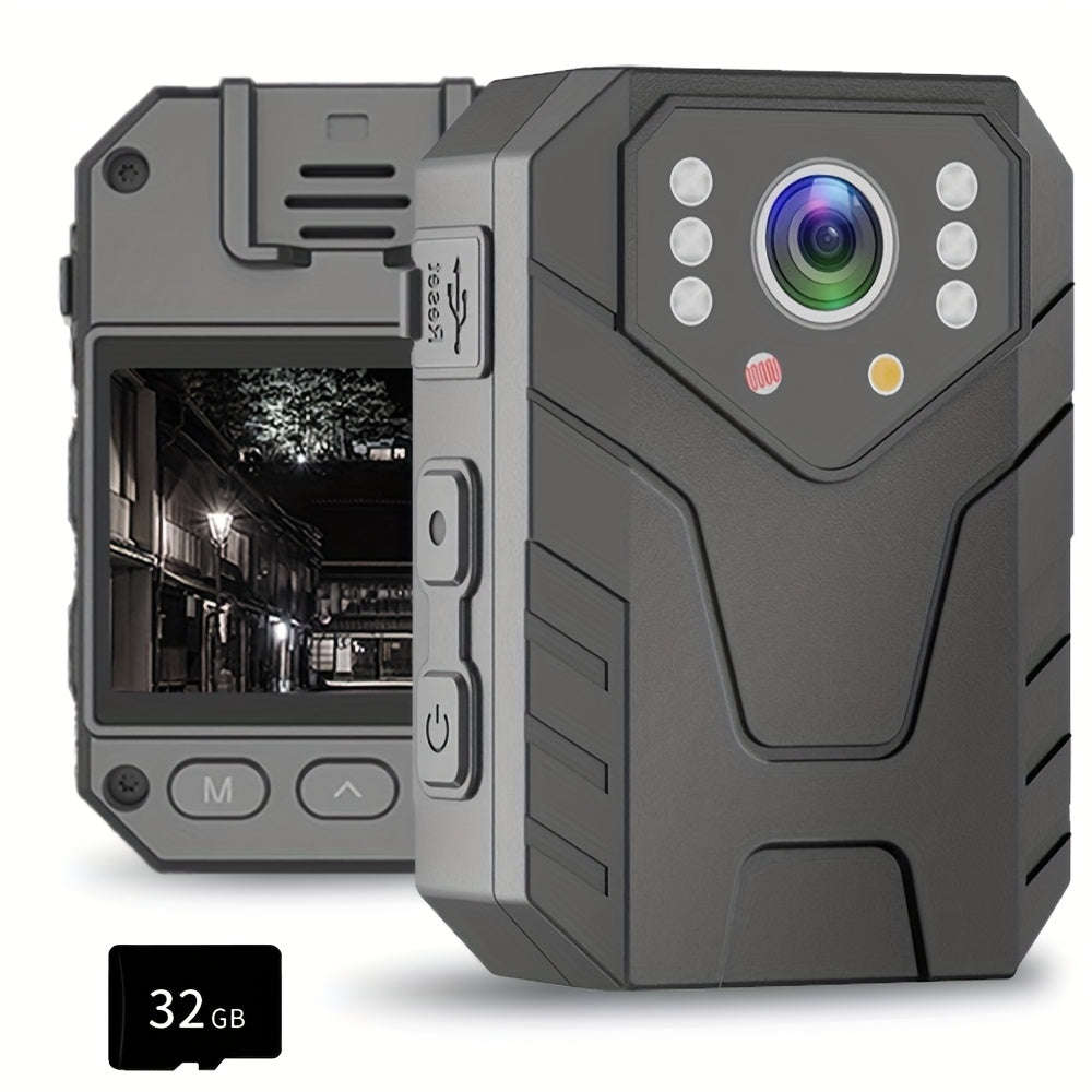 Full HD Portable Recorder, Multi-Function Back Clip Chest, Body Camera with 5.08cm HD Screen, Nig...