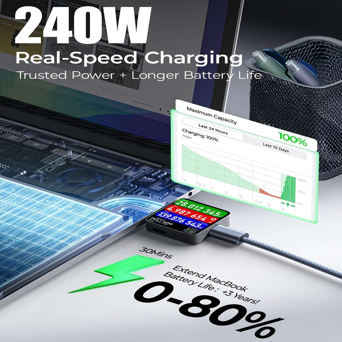 240W 6-Pack USB-C Data Cable