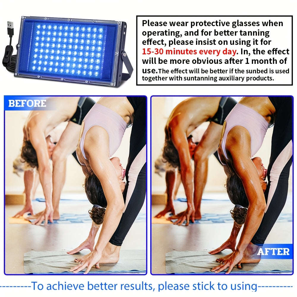 2pcs 144 LEDs USB UV Tanning Light Strip with Metal Lanyard And Ties