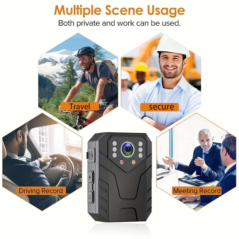 Full HD Portable Recorder, Multi-Function Back Clip Chest, Body Camera with 5.08cm HD Screen, Nig...
