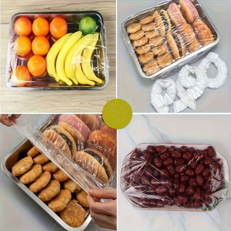 10pcs Reusable Elastic Food Storage Covers - Transparent Stretchable Plastic Bowl and Plate Seali...