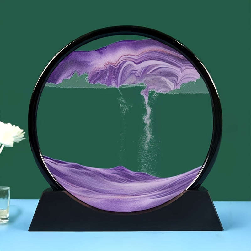 360-Degree Rotation 3D Flowing Sand Painting - Glass Art Decoration
