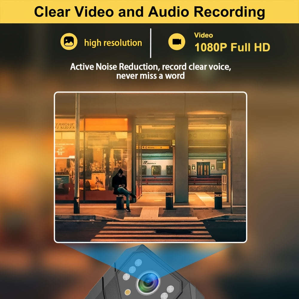 Full HD Portable Recorder, Multi-Function Back Clip Chest, Body Camera with 5.08cm HD Screen, Nig...