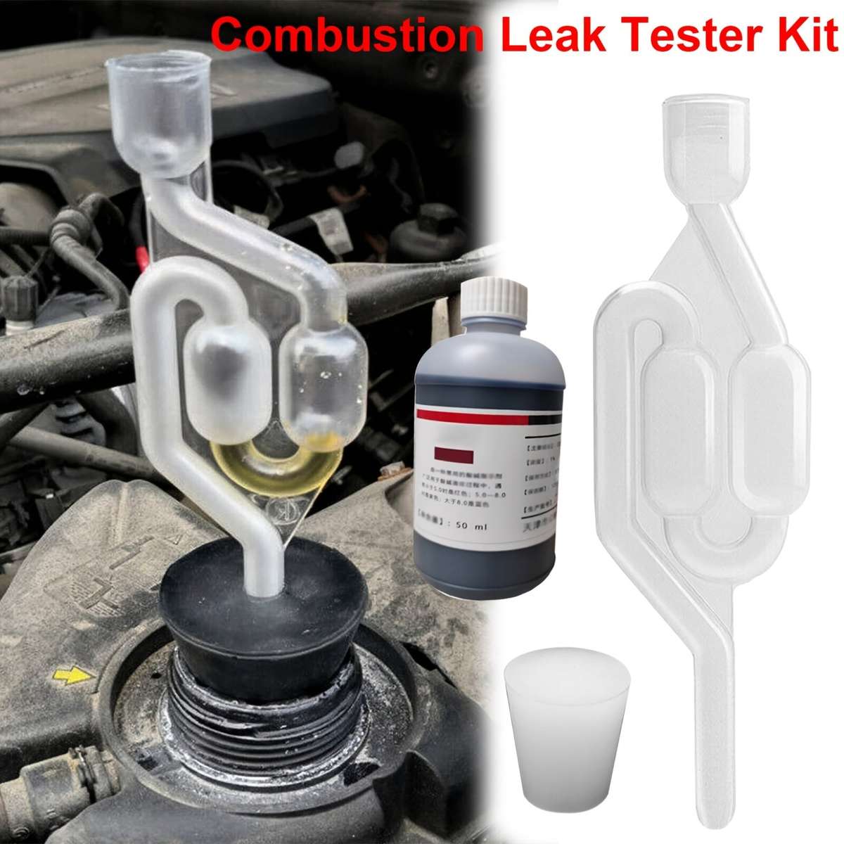1pc PVC Combustion Leak Tester Kit, Compatible with Petrol/Diesel Vehicles