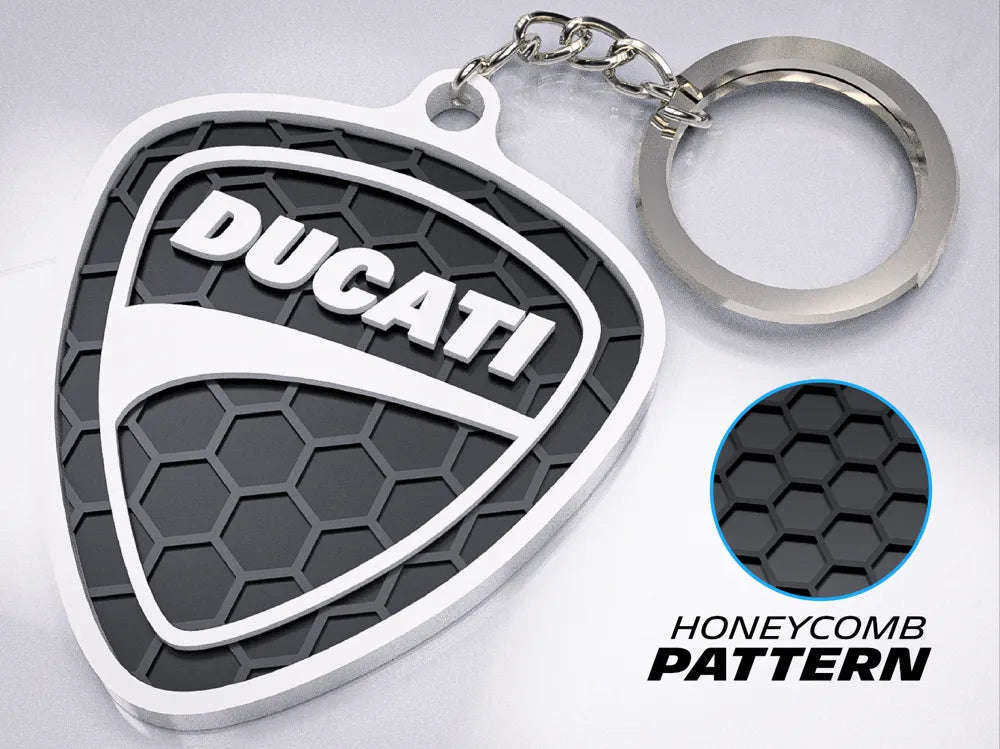 "Ducati" Honeycomb 3D Printed Key Chain