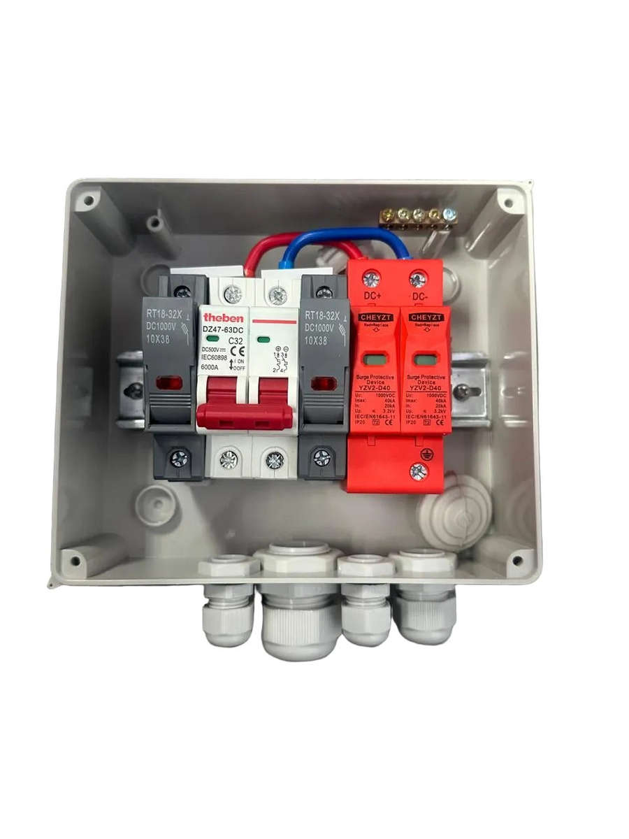 Solar photovoltaic PV DC Combiner Box Surge Lightning Protection 1 input 1 out DC 600V