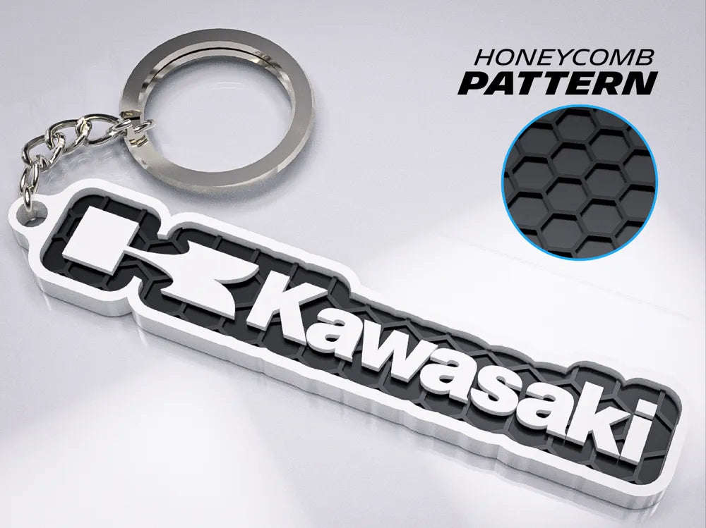 "Kawasaki" Honeycomb 3D Printed Key Chain