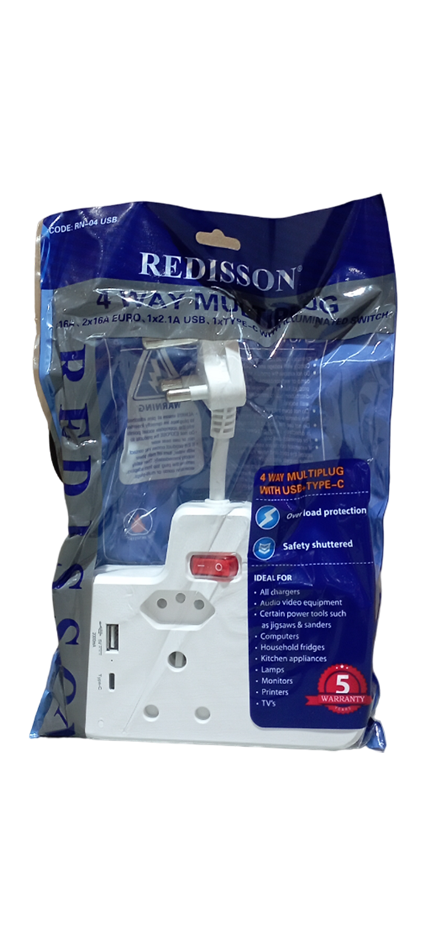 REDISSON RN-04 USB 4 Way Multiplug with USB+Type-C | Redisson