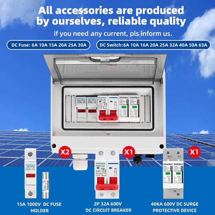 Solar photovoltaic PV DC Combiner Box Surge Lightning Protection 1 input 1 out DC 600V