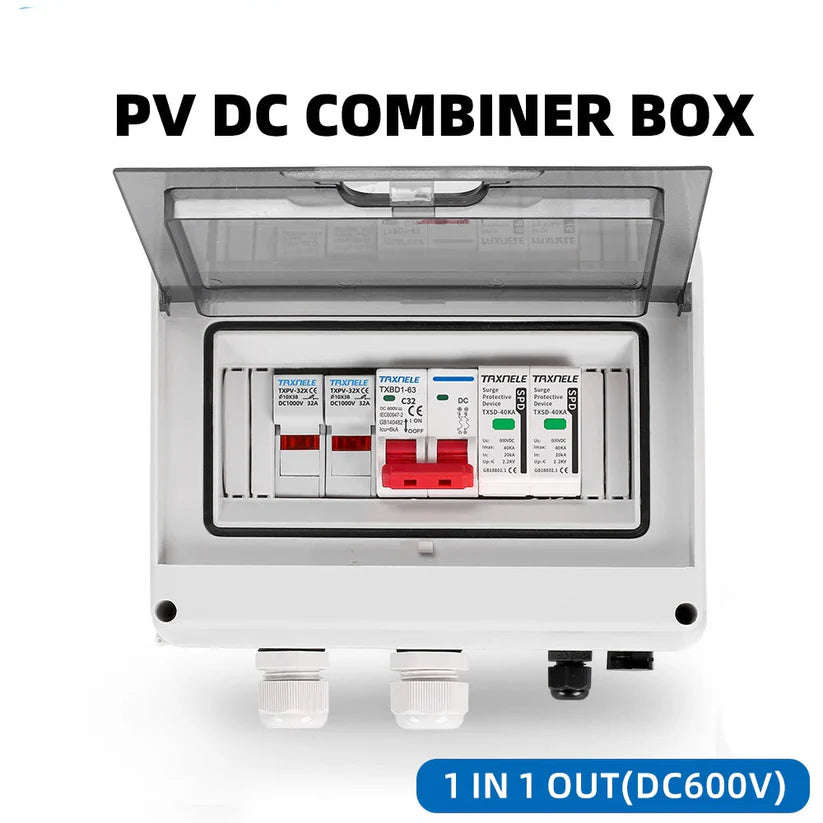 Solar photovoltaic PV DC Combiner Box Surge Lightning Protection 1 input 1 out DC 600V
