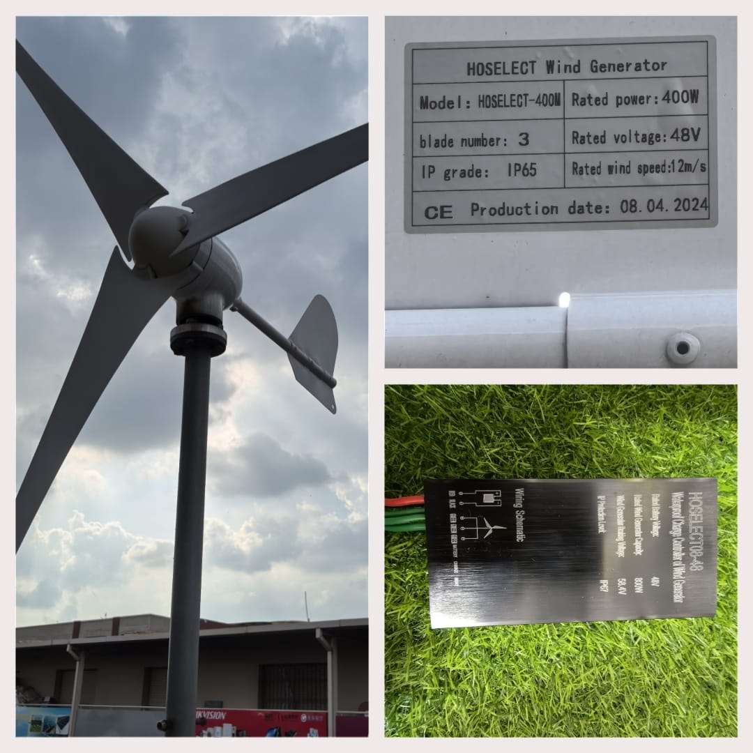 400W 3 Blades 48V Wind Turbine with PWM Charge Controller