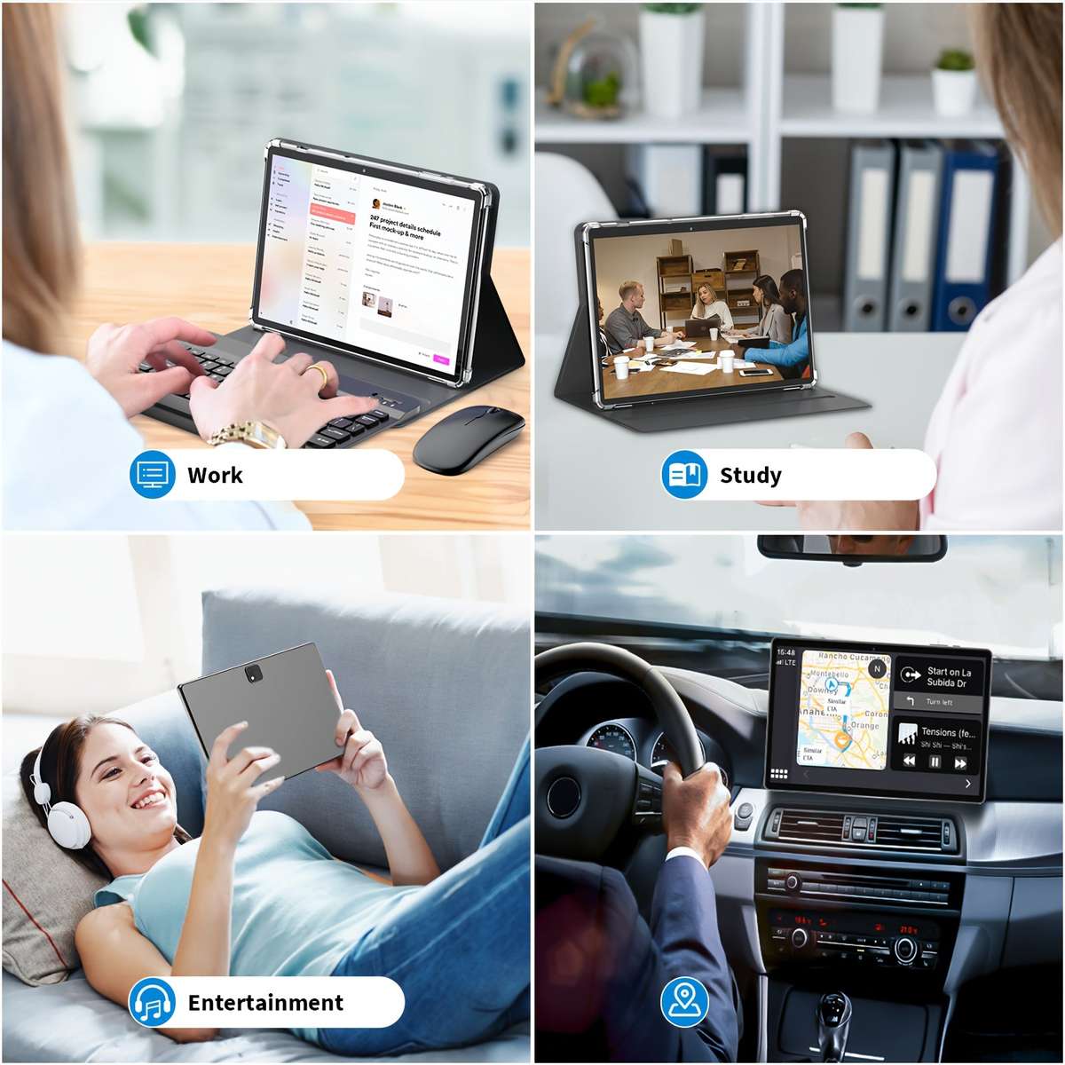 Relndoo 10Inch Android 15 Tablet with Keyboard, 128GB Storage, 6GB RAM, Case, Mouse and Stylus