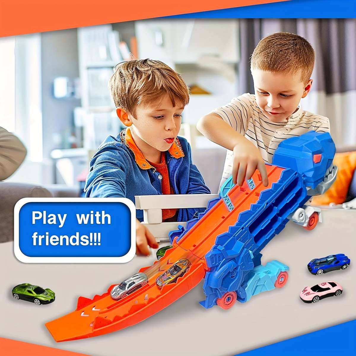 25-Inch Foldable Track, Transformable Tyrannosaurus Truck