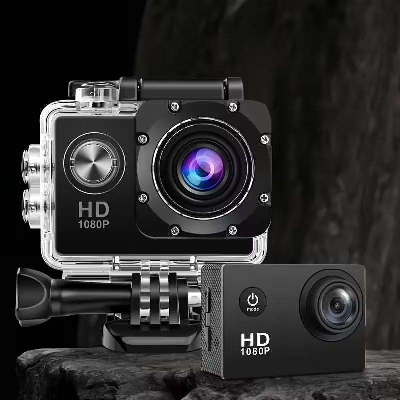 1080P HD Action Camera with 140° Wide Angle, 5.08cm LCD Display - Ultra HD Shooting