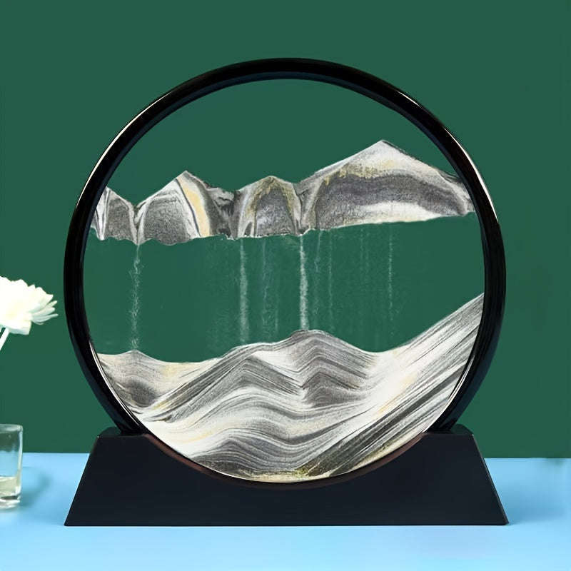 360-Degree Rotation 3D Flowing Sand Painting - Glass Art Decoration