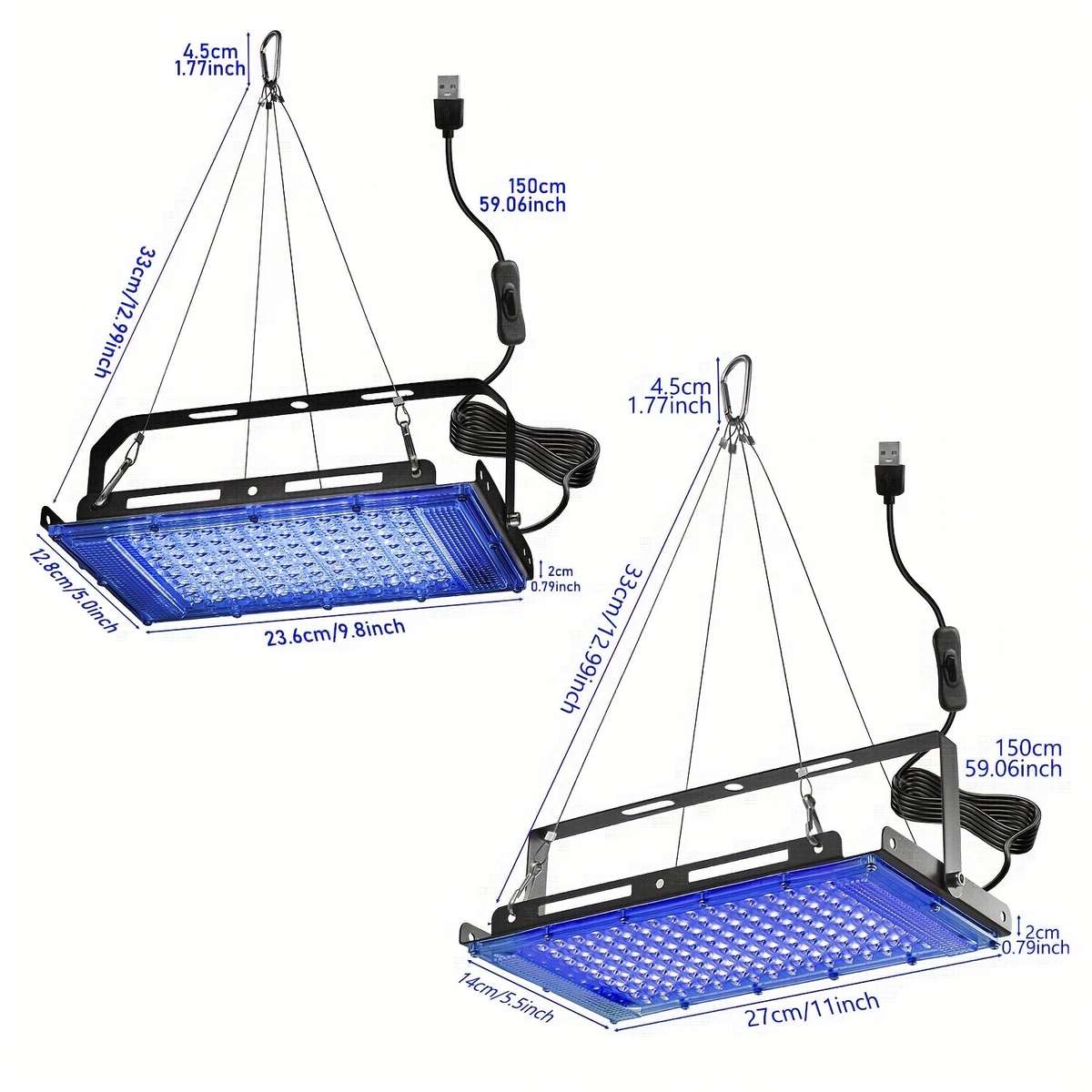 2pcs 144 LEDs USB UV Tanning Light Strip with Metal Lanyard And Ties
