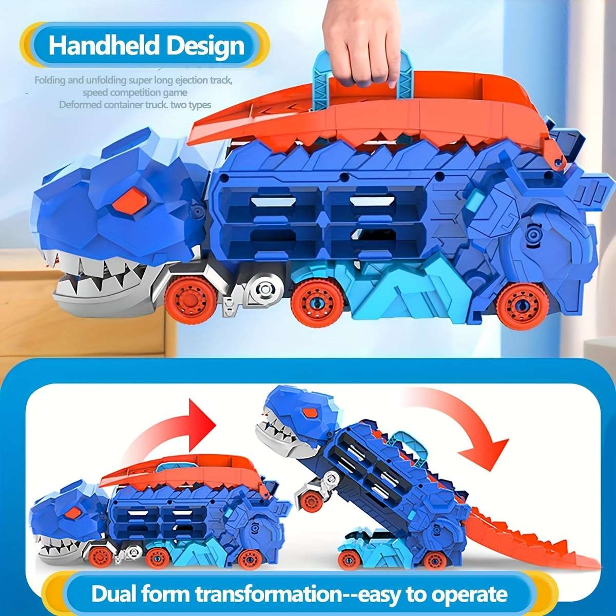 25-Inch Foldable Track, Transformable Tyrannosaurus Truck